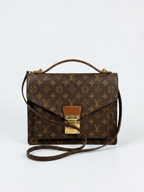 Louis Vuitton Monogram Canvas Brown Satchel with Top Handle and Strap